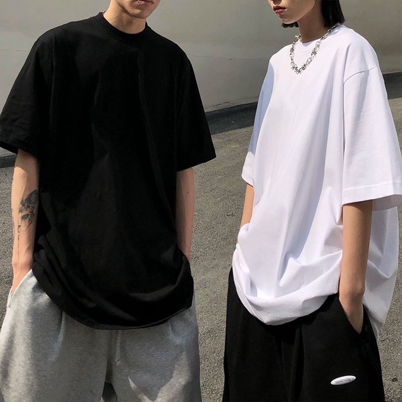 Áo phông tay lỡ form rộng, áo thun unisex nam nữ chất cotton terum