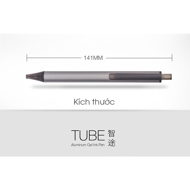 [Hỏa Tốc HCM] Bút Bi Gel Mực Đen KACO TUBE Vỏ nhôm - 0.5mm