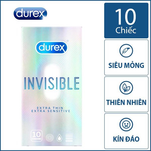 Bao cao su Durex Invisible Extra Thin Extra Sensitive 10 bao