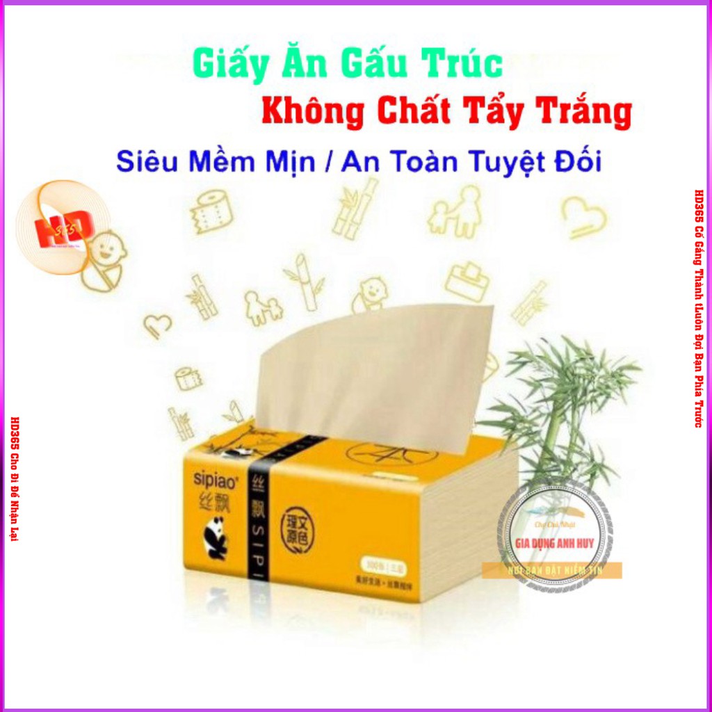 Giấy ăn gấu trúc siêu dai và mịn mềm mại không chất tẩy trắng Shop Dbavio