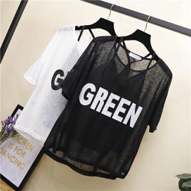 Set áo kiểu [Tay cộc] ( bao gồm áo 2 dây ) GREEN hàng QUẢNG CHÂU | BigBuy360 - bigbuy360.vn