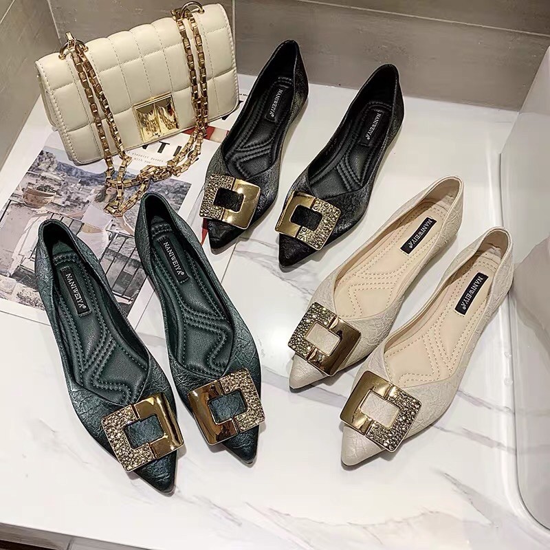 D137- giày bệt nữ mũi nhọn da mềm hàng quảng châu cao cấp kèm ảnh thật | BigBuy360 - bigbuy360.vn