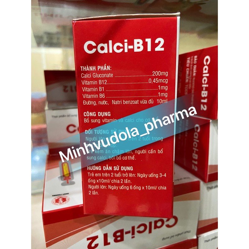 Calci B12 - Bồ bổ vitamin và calci (hộp 20 ống nhựa)