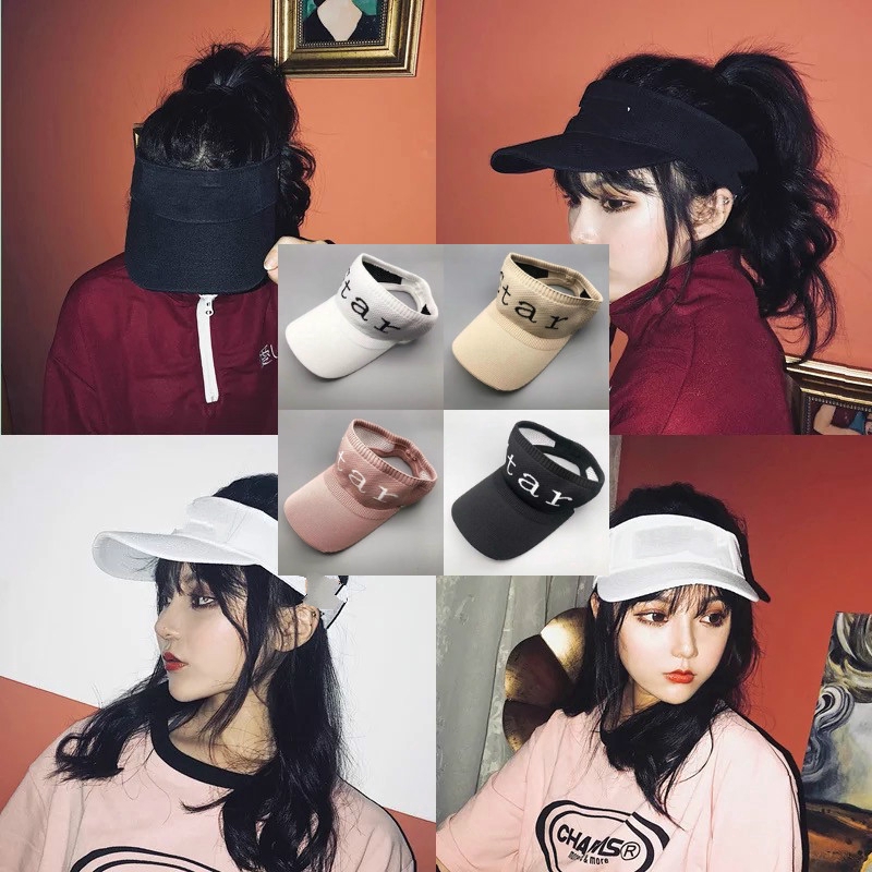 Capless sun hat with cute letters for men and women