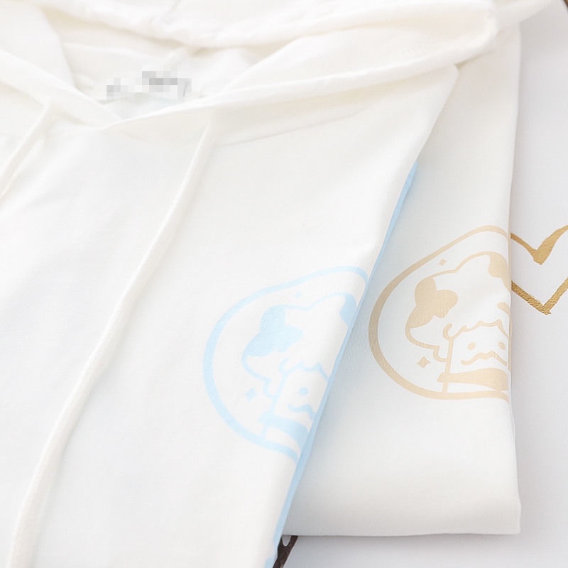 Japanese College Style Student Short Sleeves T-Shirt, Girls Dễ thương Sữa lụa trùm đầu Blaster Casual Vệ sinh