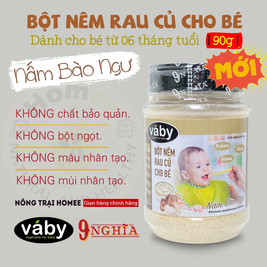 Bột nêm Rau Củ &amp; Phô Mai dành cho bé ăn dặm VABY hủ 90g - Gia vị nêm và rắc dành cho bé từ 6 tháng tuổi