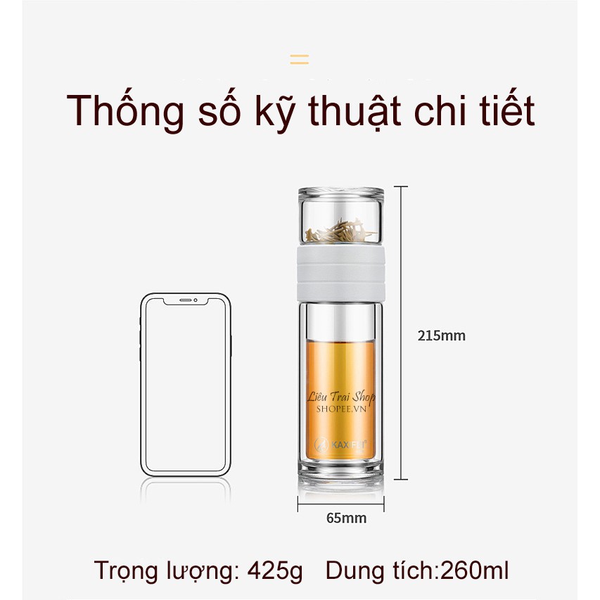 Bình pha trà thuỷ tinh mini cầm tay phong cách Nhật Bản bình trà nhỏ du lịch 260ml