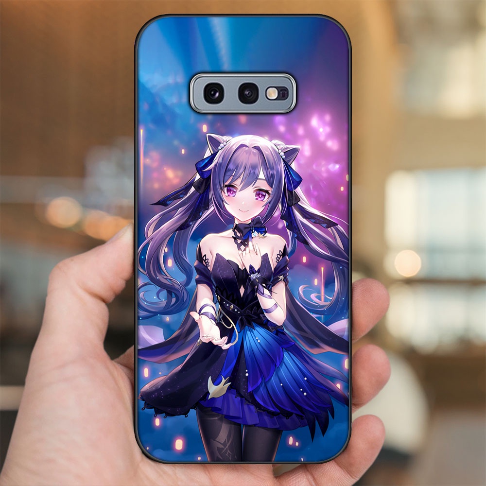 Ốp lưng Samsung S10e viền đen in hình Keqing Genshin Impact