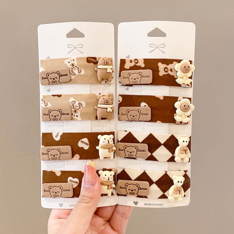 Set 5 Kẹp Tóc BB Màu Cà Phê Dễ Thương Cho Bé Gái