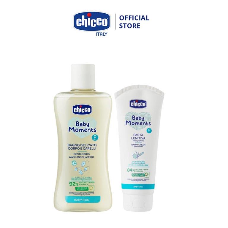 Combo Sữa tắm gội chiết xuất Yến mạch 0M+ Chicco 200ml + Kem hăm 3 tác động Chicco 0M+ 100ml (mới)