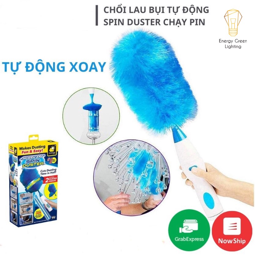 Chổi Lau Bụi Tự Động Spin Duster Energy Green Lighting VS-5092 - Đầu Chổi Công Nghệ Tĩnh Điện Lau Bụi Cực Tốt