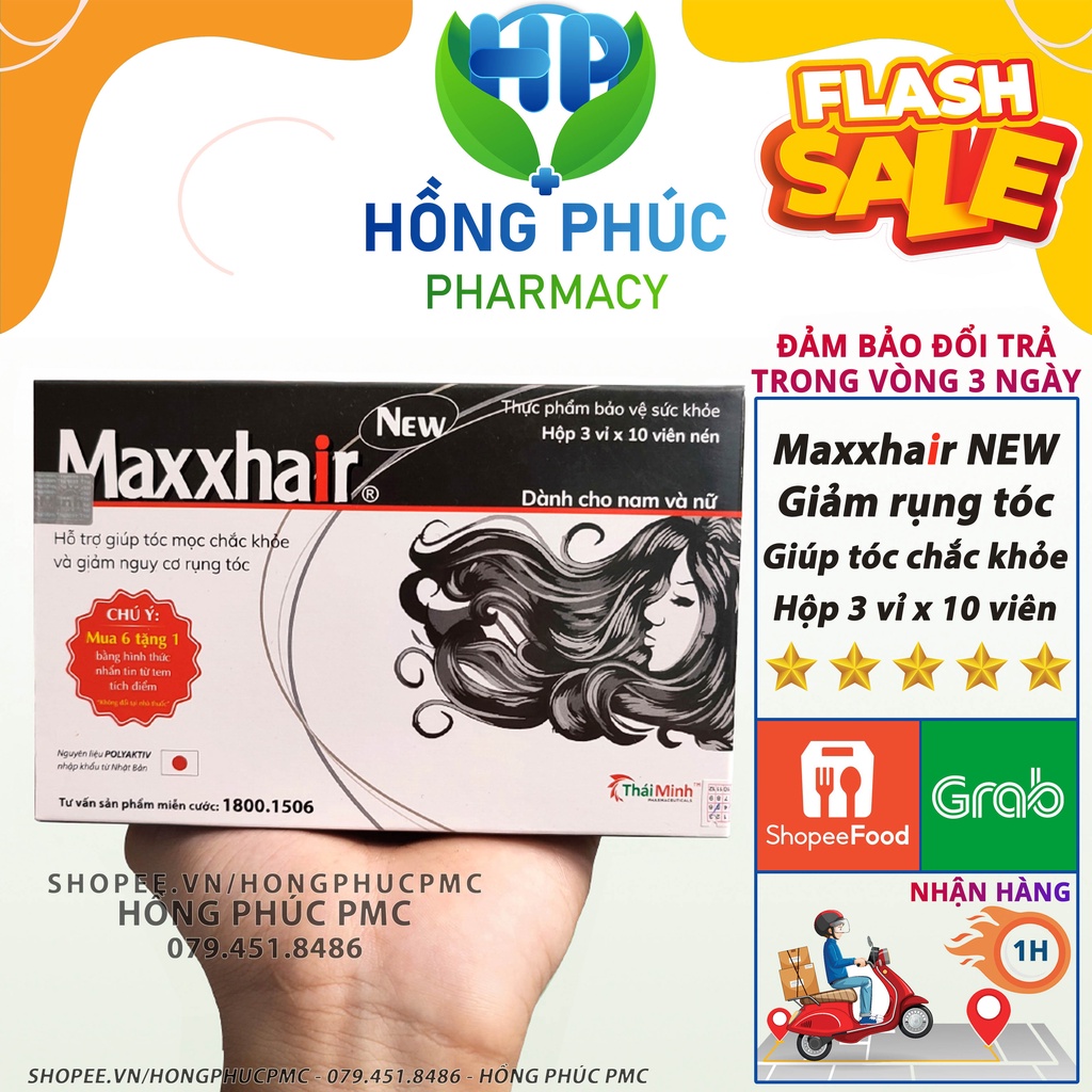 Viên uống Maxxhair kích thích mọc tóc ngăn ngừa rụng tóc giúp mọc nhanh phụ nữ sau sinh 30 viên Maxhair Max hair