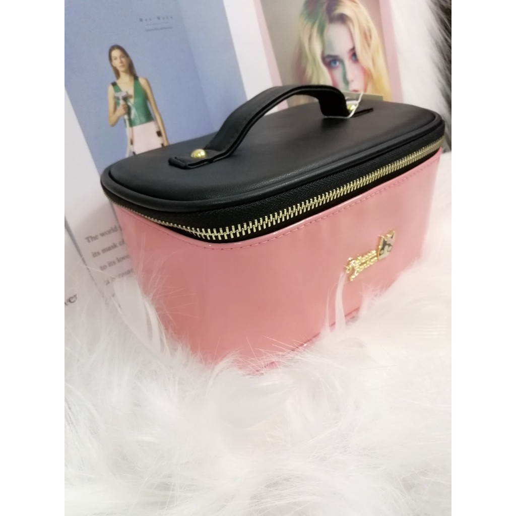 Hộp đựng mỹ phẩm có kính màu hồng PU #RebeccaBonbon chú cún Nhật Bản