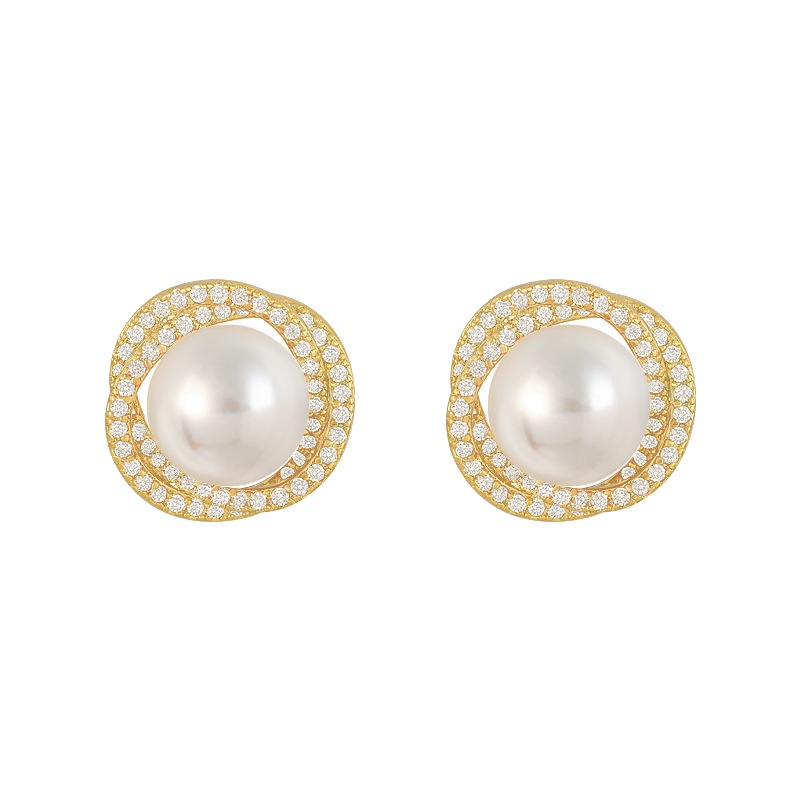 Khuyên tai phối ngọc trai đính đá thời trang 2021 cao cấp cho nữ