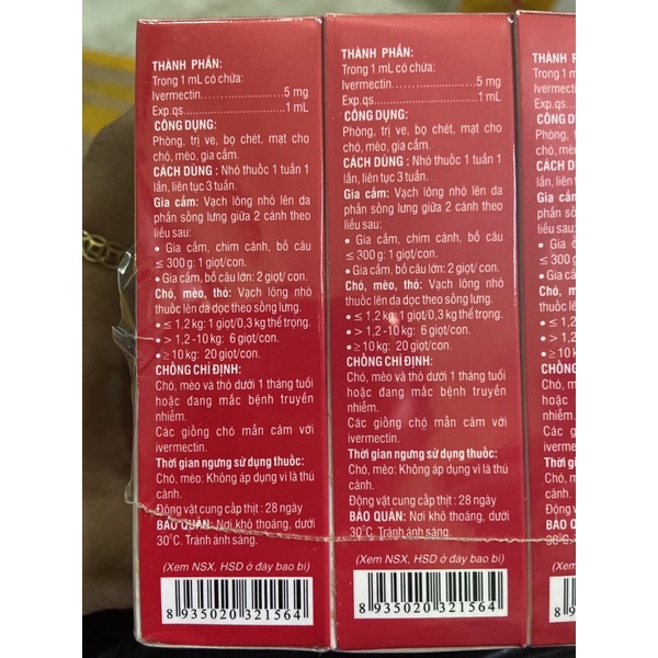 Vimectin hỗ trợ chim vẹt bị rận mạc lông ..