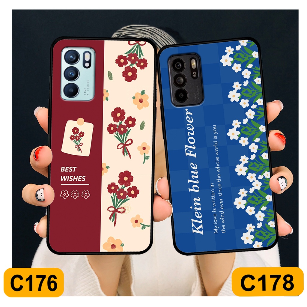 Ốp Oppo Reno 6 / Reno 6Z 5G  in hình hoa cỏ nhẹ nhàng,họa tiết caro xinh xắn.ốp lưng chống sốc