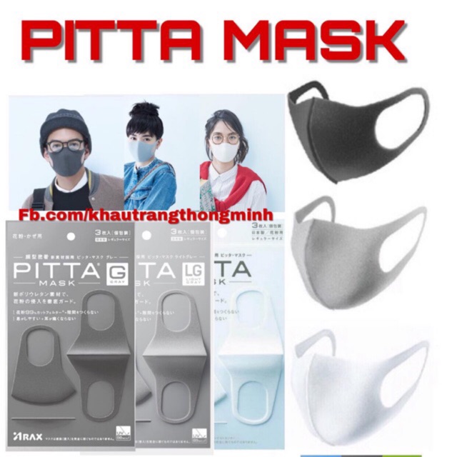 Khẩu trang Pitta Mask Đen/Trắng/Xám - Hình thật shop tự chụp