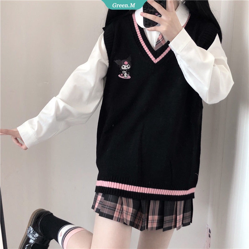 SANRIO Áo Sweater Dệt Kim Họa Tiết Kuromi Cinnamoroll My Melody Dễ Thương 2022 Cho Nữ