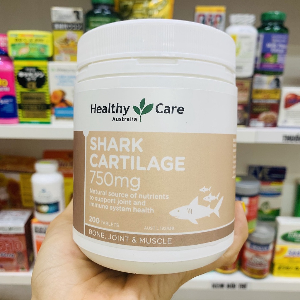 Sụn Vi Cá Mập Healthy Care Shark Cartilage 750mg 200 viên Bổ Xương Khớp của ÚC