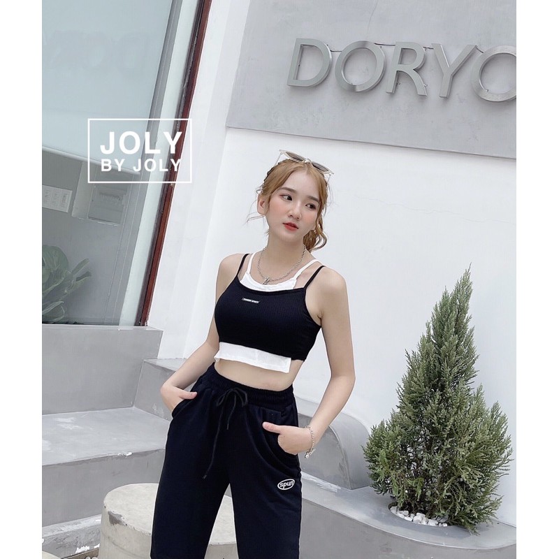 Áo Croptop Cover và Quần Thể thao Spun