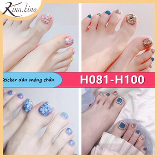 Set 22 miếng dán móng chân cao cấp- Có 8 mẫu hottrend 2020- Chất liệu giấy PU tổng hợp an toàn cho sức khỏe- KinaKino