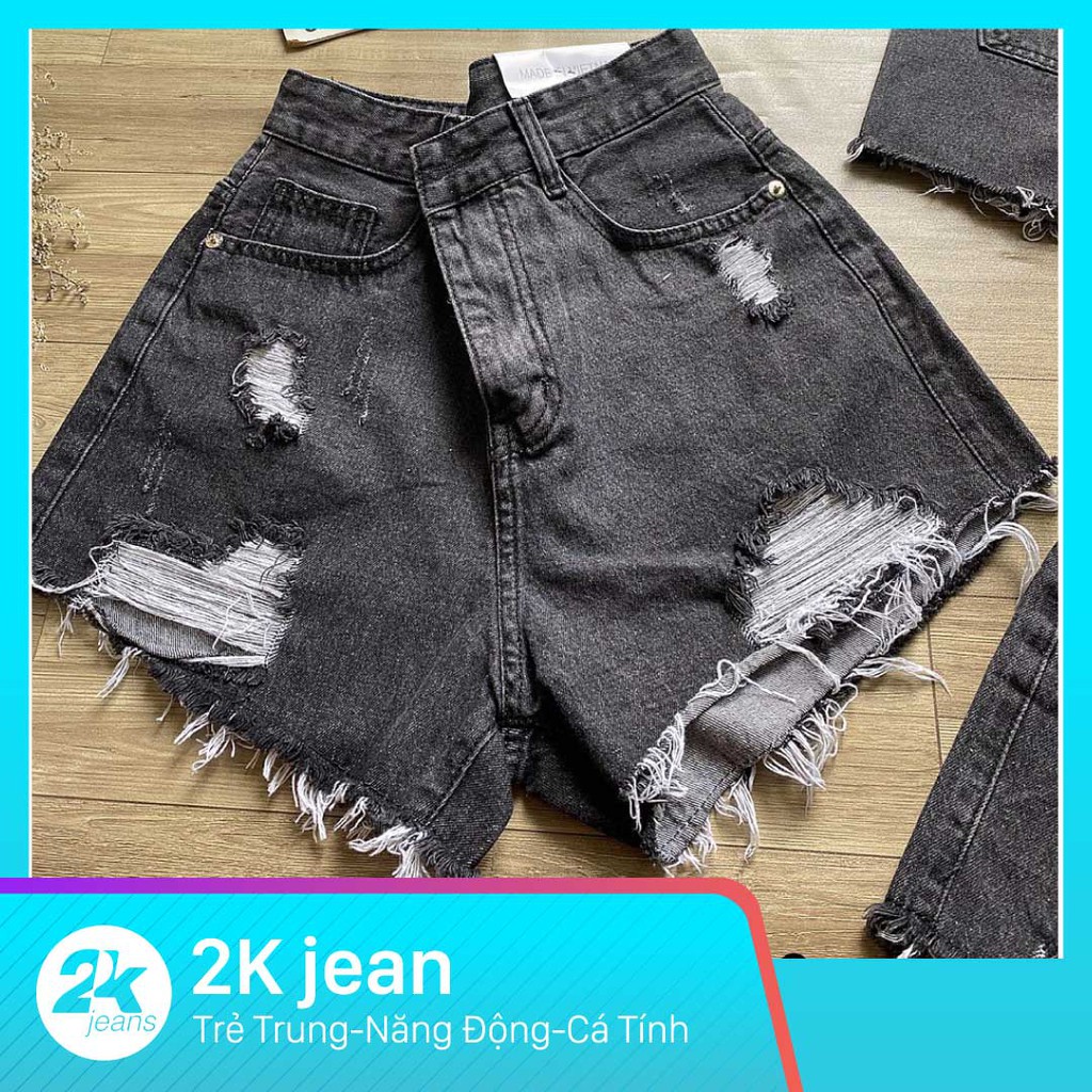 Quần short jean nữ rách màu xám từ size 40kg size đại 75kg hàng VNXK MS1013 thời trang 2KJean