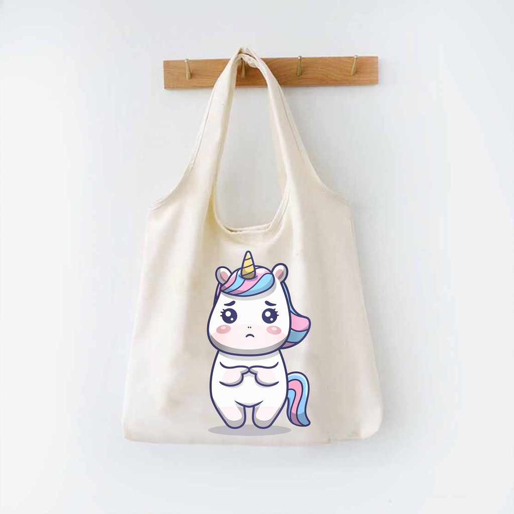 Túi Tote 💖FREESHIP💖 Vải Canvas Nữ Hàn Quốc Giá Rẻ In Hình Cute Unicorn Túi Tote Đi Học C1043