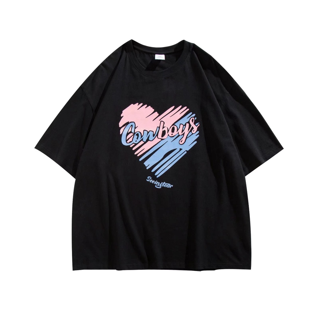 Áo Thun Tay Ngắn Dáng Rộng In Chữ Phong Cách Hàn Quốc Thời Trang Mùa Hè Cho Nam Và Nữ size M-5XL