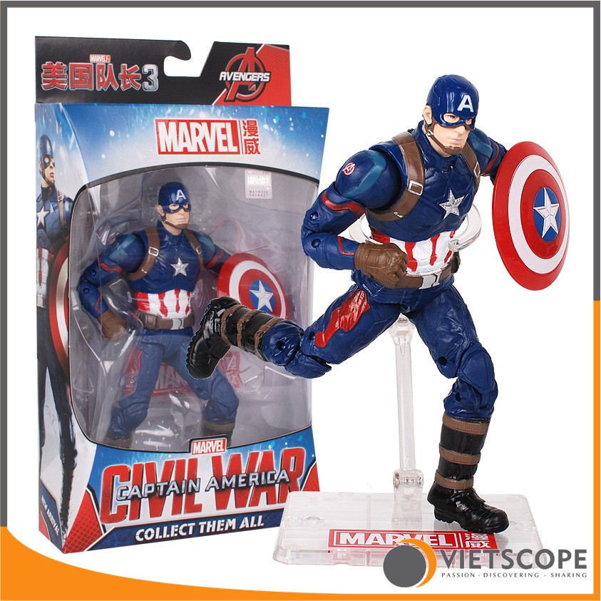 Mô hình Đội Trưởng Mỹ Captain America trong phim Civil War của Marvel - Có đế trưng bày