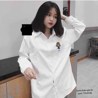 Áo sơmi thêu bé áo xanh -TR