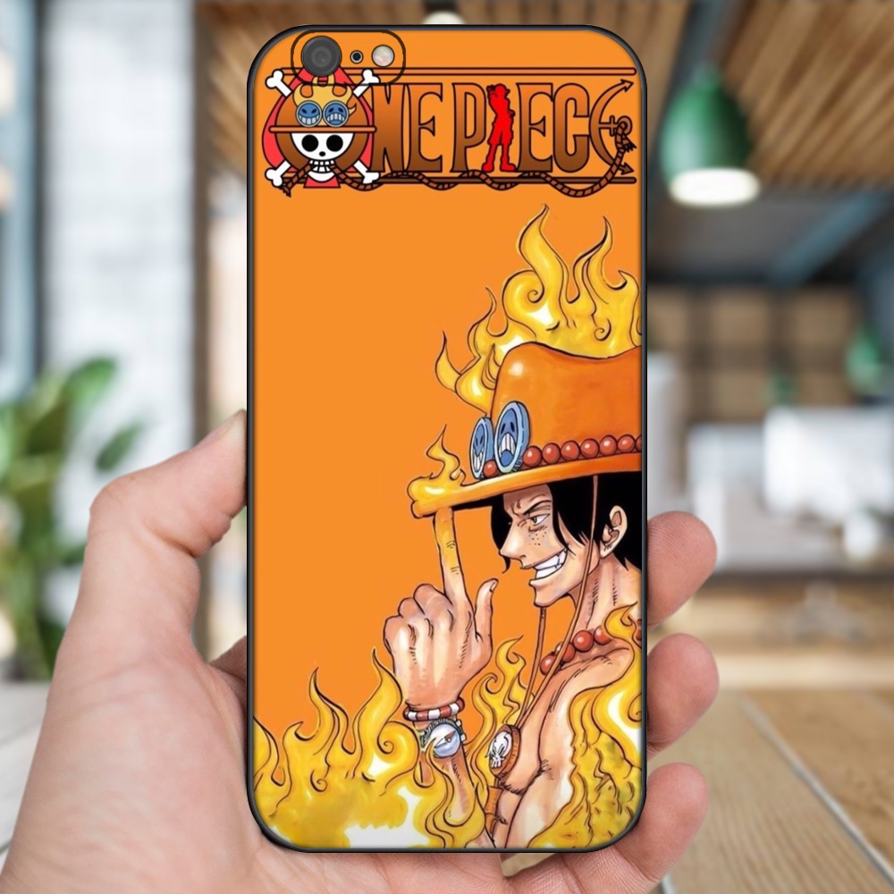 Ốp lưng iPhone 6 Plus, 6s Plus dẻo đen cạnh vuông in hình Ace One Piece