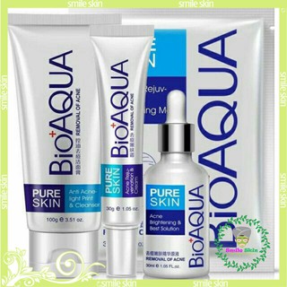 BỘ SẢN PHẨM CHĂM SÓC DA MỤN BIOAQUA SURE SKIN (1 SRM + 2 mask,1 serum,1 kem ngăn ngừa mụn)
