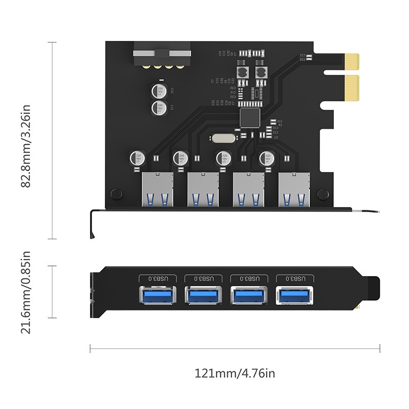Card mở rộng 4 cổng USB 3.0 Orico PME-4U - Hàng Chính Hãng