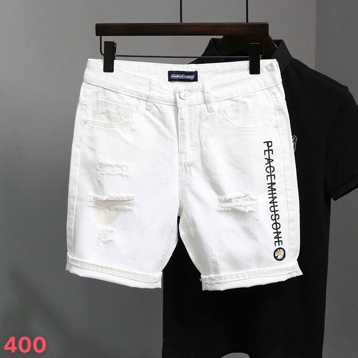 Quần Short Nam, Quần Short Jean Nam Màu Trắng Chất Liệu Denim Co giãn, Thoáng Mát, Phong Cách Thời Trang LuanStorre