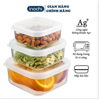 [Bộ 3] Hộp Đựng Thực Phẩm -Thức Ăn Hokkaido vuông INOCHI Nhựa Cao Cấp Trong Suốt Bền Kín Chịu Nhiệt Cao BOHTPVl