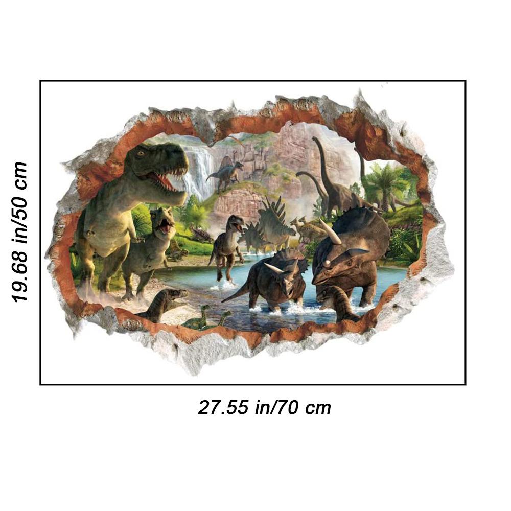 Sticker Dán Tường Họa Tiết 3D Hình Con Khủng Long Dùng Trang Trí Phòng Ngủ Cho Trẻ