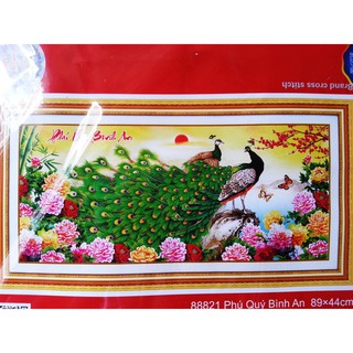 Tranh thêu chữ thập phú quý bình an 88821