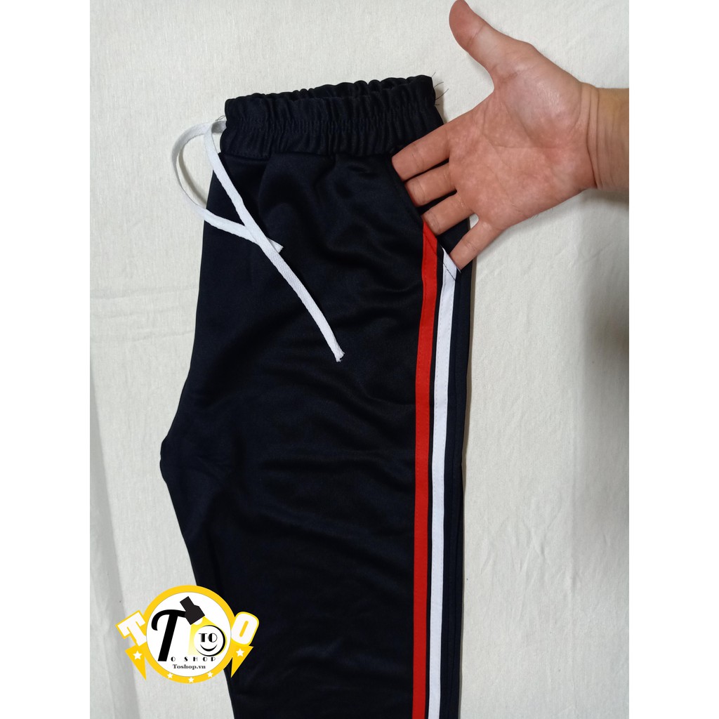 Quần legging nữ - thun nữ 2 sọc đỏ trắng lưng thun [ảnh + video thật]