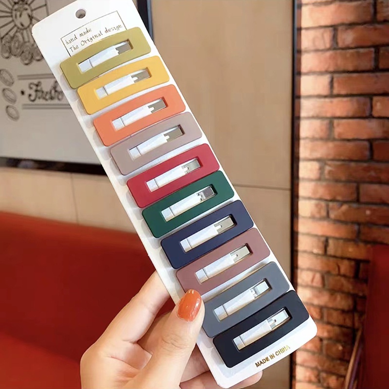 Sét 10 Kẹp Tóc đơn giản Kẹp tóc mái cho nữ bé gái hình giọt nước, Vuông Nhiều Màu Sắc, June accessories