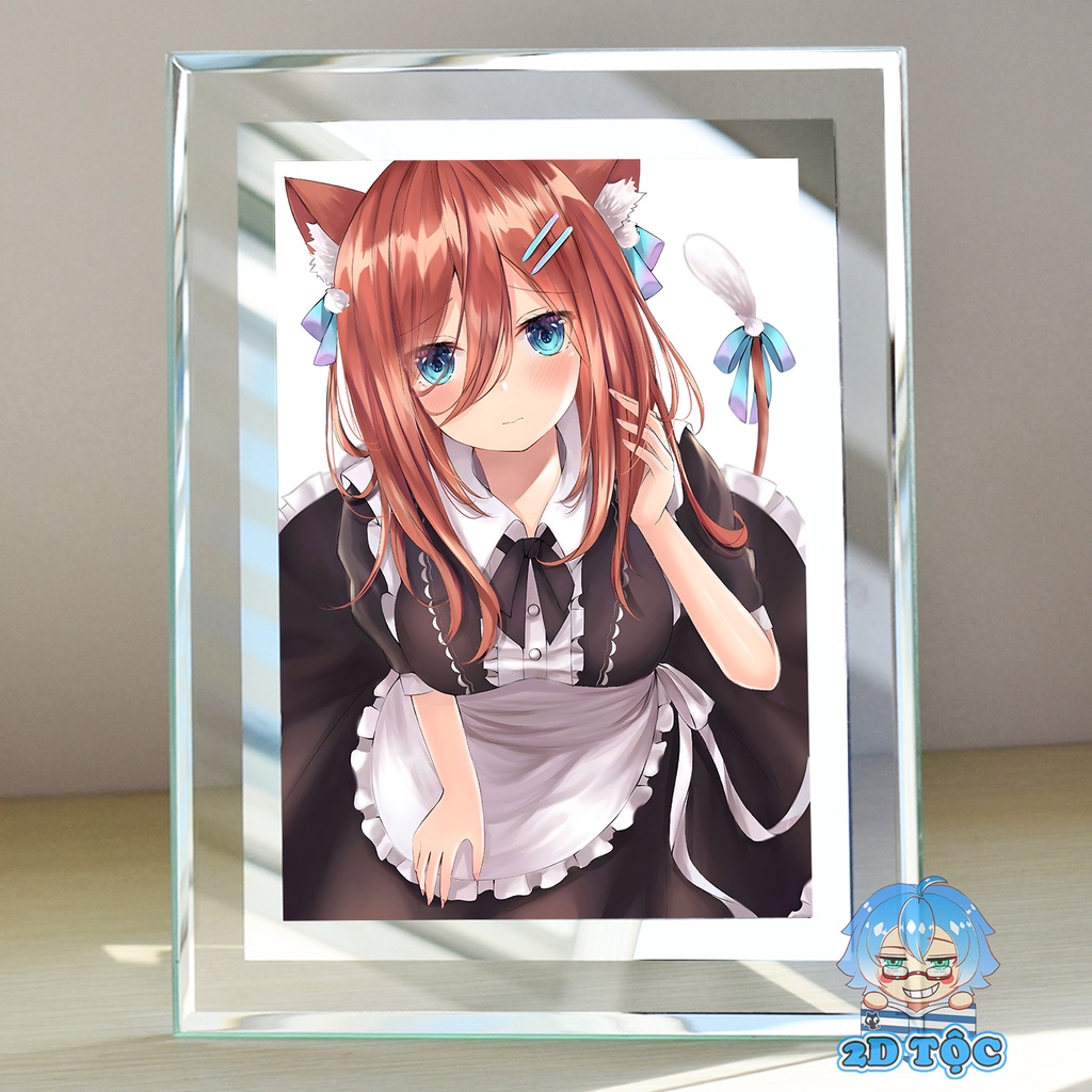 Khung ảnh kính Nakano Miku (4) Anime Manga NHÀ CÓ 5 NÀNG DÂU kích thước A4 A5 13x18 by 2D Tộc Shop
