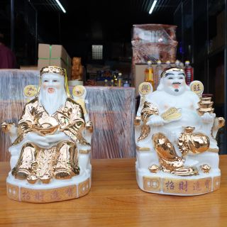 Cặp thần tài ông địa sứ cao 19 cm