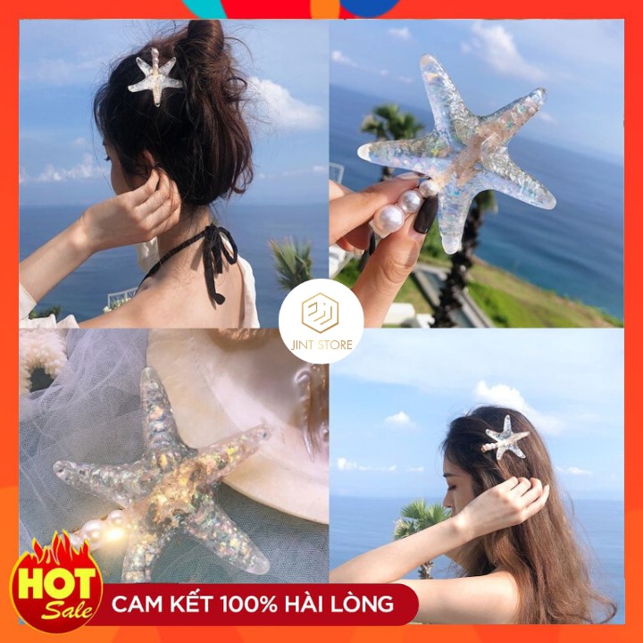 Kẹp Tóc Sao Biển Size Lớn Màu Trắng Ánh Xà Cừ