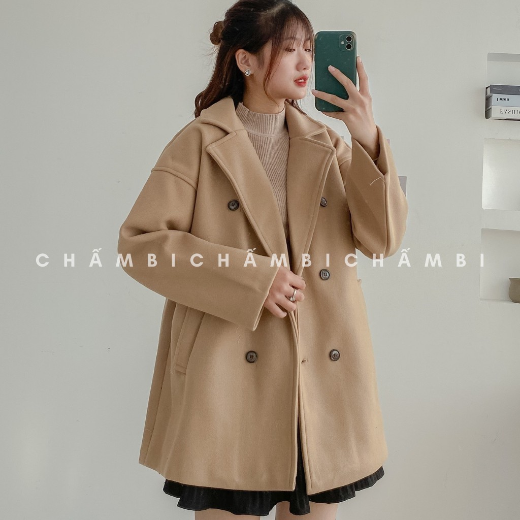 [SALE XẢ TẾT] Áo Khoác Dạ Trơn Dáng Dài Túi Chéo 2 Hàng Cúc Freesize<60kg - A.105 | BigBuy360 - bigbuy360.vn