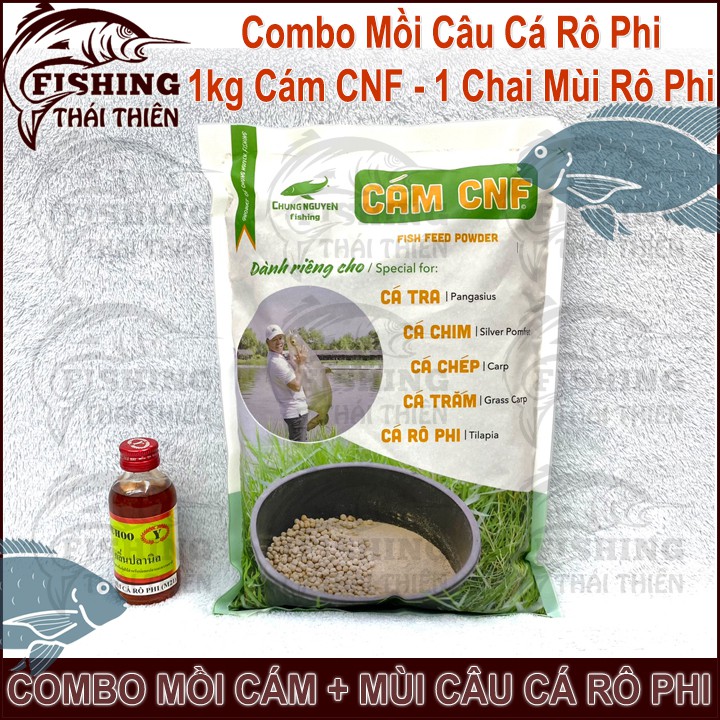 Combo 1kg Cám CNF, 1 Chai Tinh Mùi Thái Lan M21 Chuyên Câu Cá Rô Phi Sông, Hồ Dịch Vụ Câu Đơn, Đài, Lục