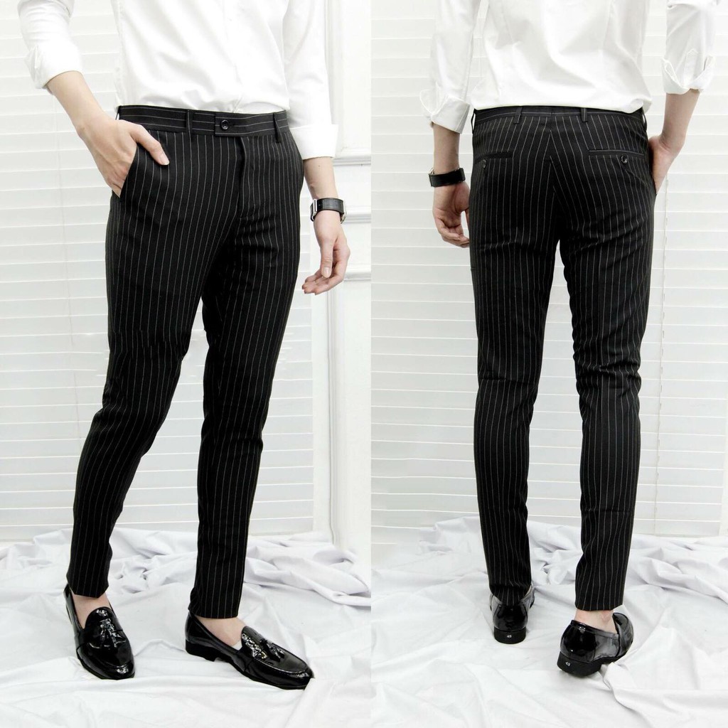 Quần ÂU ĐEN KẺ SỌC TRẮNG