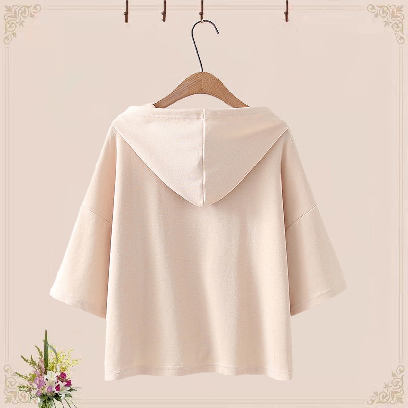 Bộ đồ thể thao giản dị dễ thương cho phụ nữ, bộ đồ thể thao lỏng lẻo cho sinh viên ngắn tay