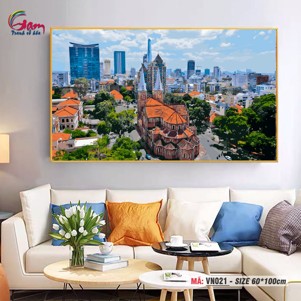 Tranh tô màu theo số Gam phong cảnh Sài Gòn Việt Nam VN021 chưa căng khung
