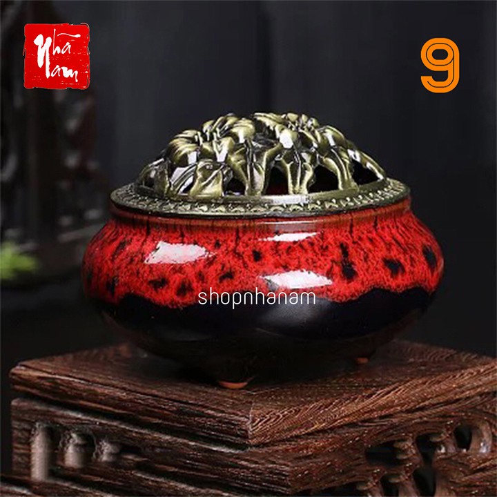 Lư xông trầm hương đỉnh đốt nhang gốm sứ shop Nhã Nam