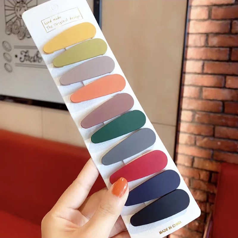 Sét 10 Kẹp Tóc đơn giản Kẹp tóc mái cho nữ bé gái hình giọt nước, Vuông Nhiều Màu Sắc, June accessories
