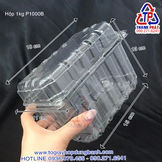 Hộp nhựa P1000B đựng trái cây, cherry, nho - Hộp đựng trái cây 1kg
